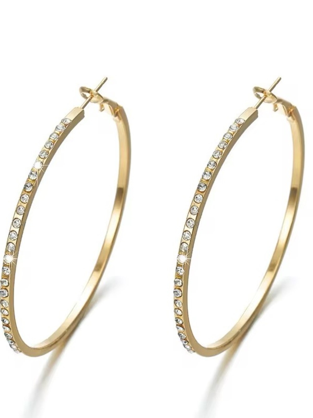 Gold Crystal Hoop Earrings - Women's Jewelry